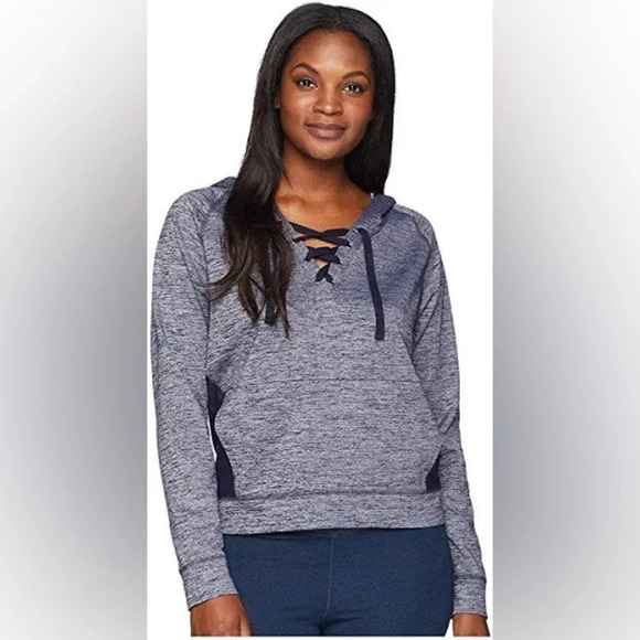 Vera Bradley Lace Up Floral Contrast Hoodie in Navy Multi Size M - Picture 3 of 12